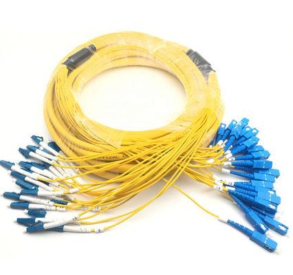 Kabel światłowodowy 1-3 m Lc do Lc, kabel z żółtym kablem Breakout Simplex Patch Cord